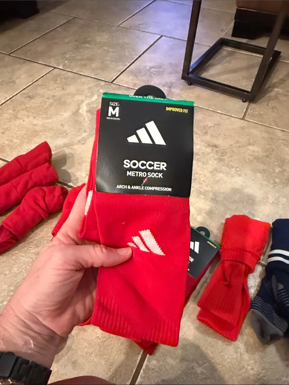 adidas Kids #8 Red Soccer Socks Pack with #1 Navy Pair. Used but still life ⚽️